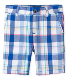 Childrens Place White/Blue/Pink/Green Multi Plaid Shorts